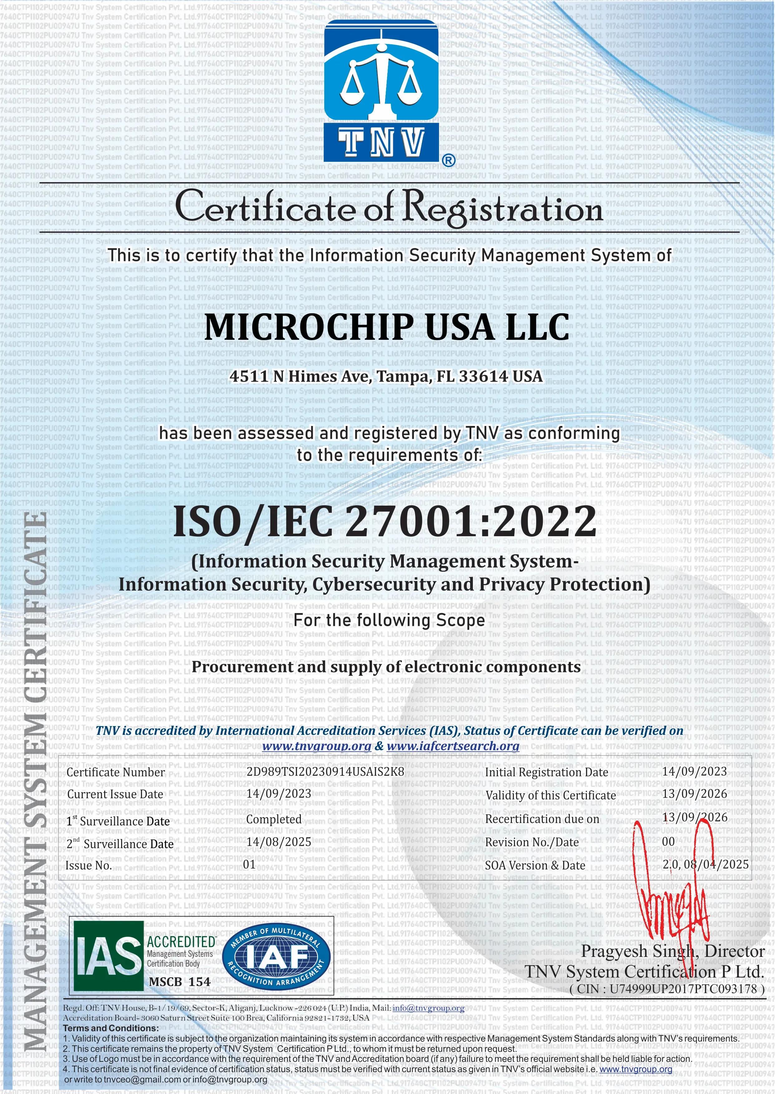 ISO/IEC 27001:2022 certification image